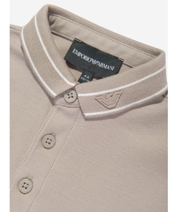 Emporio Armani Boys Logo Collar Polo Shirt in Brown Découvrez la collection