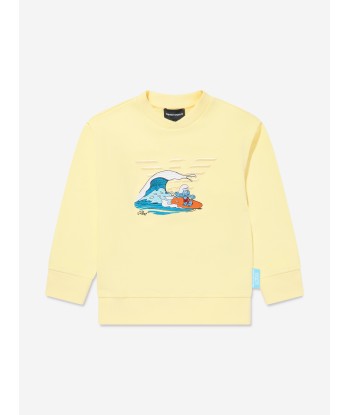 Emporio Armani Boys Smurf Surf Sweatshirt in Yellow outlet