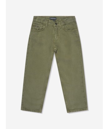 Emporio Armani Boys Linen Blend Trousers in Green de la marque