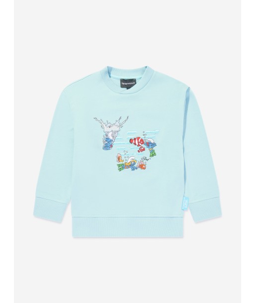 Emporio Armani Boys Smurf Sweatshirt in Blue Toutes les collections ici