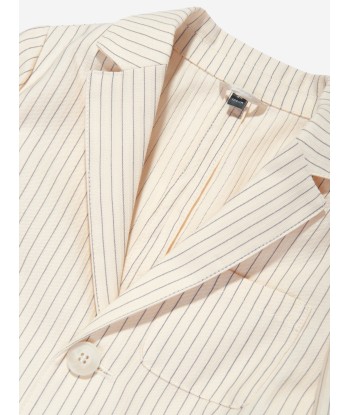 Emporio Armani Boys Striped Linen Blazer in Ivory Venez découvrir notre 