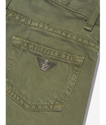 Emporio Armani Boys Linen Blend Trousers in Green de la marque