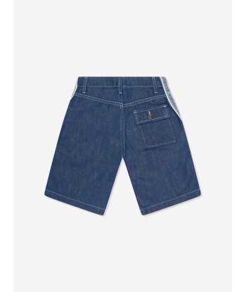 Emporio Armani Boys Denim Logo Shorts in Blue en linge