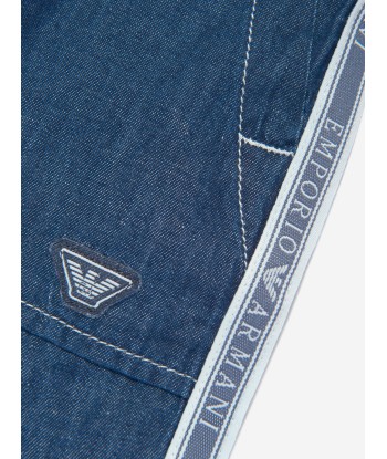 Emporio Armani Boys Denim Logo Shorts in Blue en linge