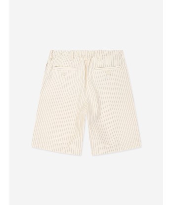 Emporio Armani Boys Striped Linen Shorts in Ivory france