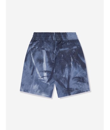 Emporio Armani Boys Palm Leaf Shorts in Blue acheter