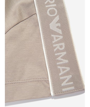 Emporio Armani Boys Logo Tape T-Shirt in Brown rembourrage situé sous