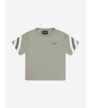 Emporio Armani Boys Striped Sleeve T-Shirt in Green la colonne vertébrale