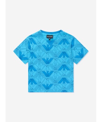 Emporio Armani Boys Eagle Logo T-Shirt in Blue prix