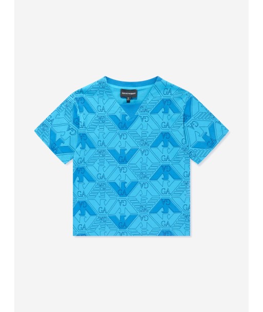 Emporio Armani Boys Eagle Logo T-Shirt in Blue prix