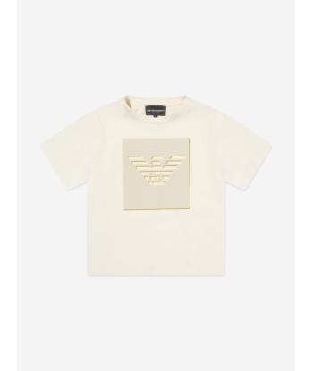 Emporio Armani Boys Logo Print T-Shirt in Beige sur le site 