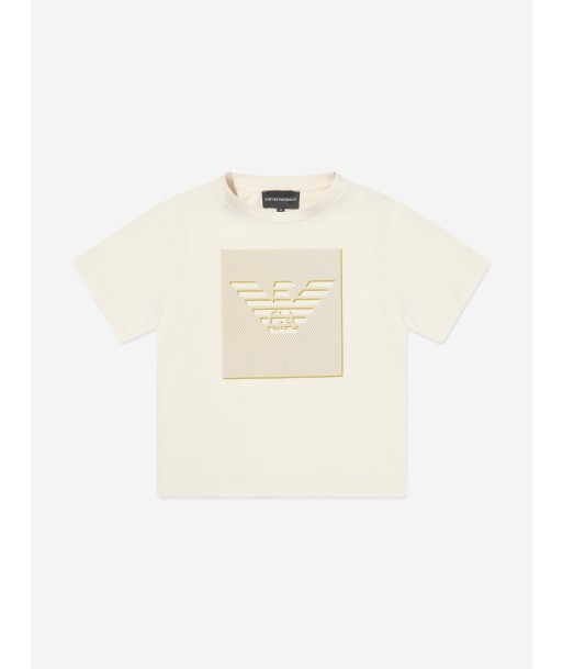 Emporio Armani Boys Logo Print T-Shirt in Beige sur le site 