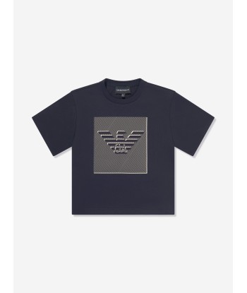 Emporio Armani Boys Logo Print T-Shirt in Navy l'évolution des habitudes 