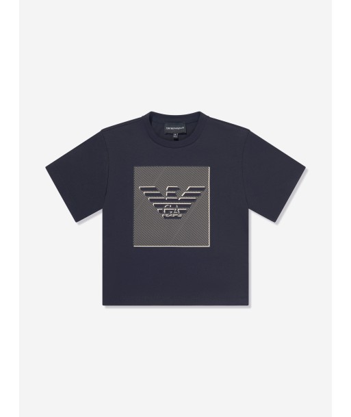 Emporio Armani Boys Logo Print T-Shirt in Navy l'évolution des habitudes 