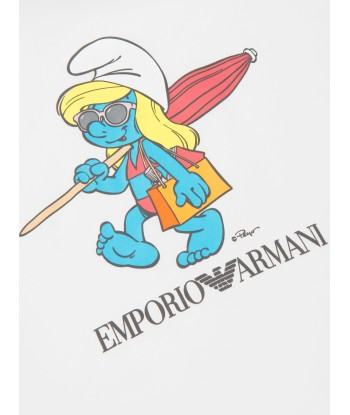 Emporio Armani Girls Smurfette Print T-Shirt in White Pour