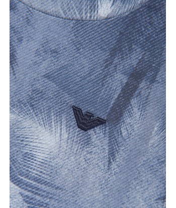 Emporio Armani Boys Palm Leaf T-Shirt in Blue offre 