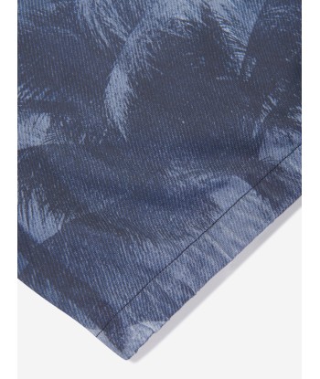 Emporio Armani Boys Palm Leaf T-Shirt in Blue offre 