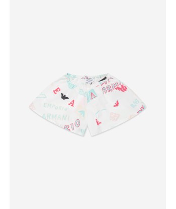 Emporio Armani Baby Girls Logo Print Shorts in White l'évolution des habitudes 