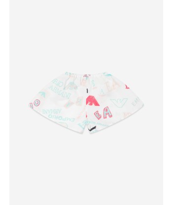 Emporio Armani Baby Girls Logo Print Shorts in White l'évolution des habitudes 