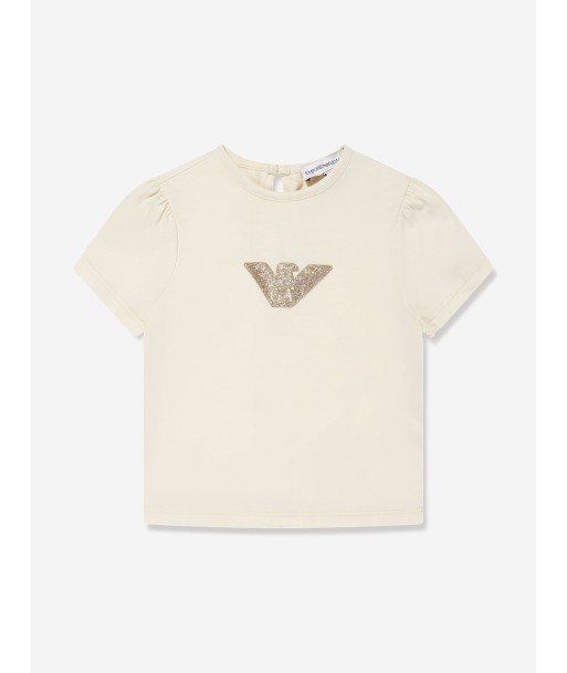 Emporio Armani Baby Girls Logo T-Shirt in Ivory Jusqu'à 80% De Réduction