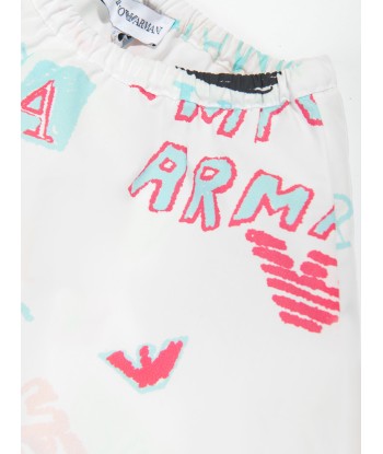 Emporio Armani Baby Girls Logo Print Shorts in White l'évolution des habitudes 