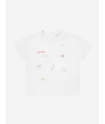 Emporio Armani Baby Girls Logo Print T-Shirt in White le concept de la Pate a emporter 