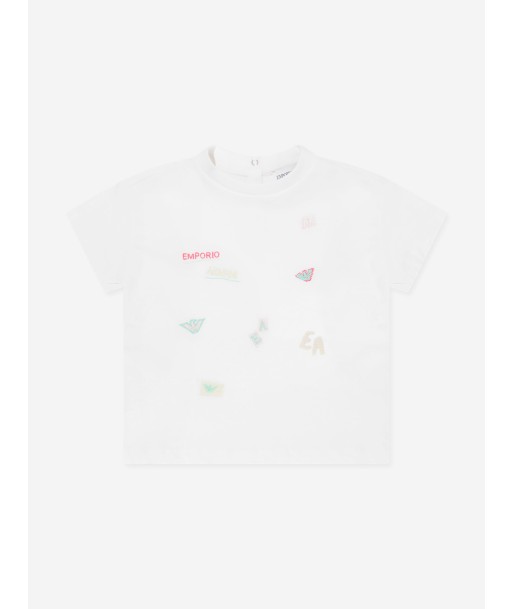 Emporio Armani Baby Girls Logo Print T-Shirt in White le concept de la Pate a emporter 