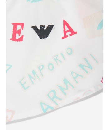 Emporio Armani Baby Girls Logo Print Shorts in White l'évolution des habitudes 