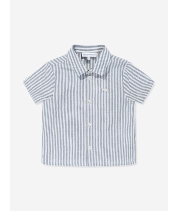 Emporio Armani Baby Boys Linen Striped Shirt in Grey l'achat 