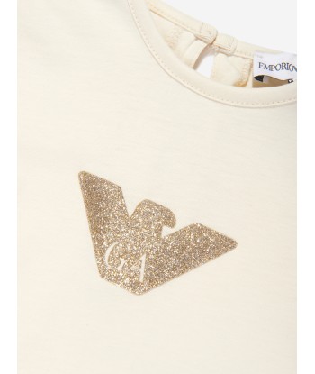 Emporio Armani Baby Girls Logo T-Shirt in Ivory Jusqu'à 80% De Réduction