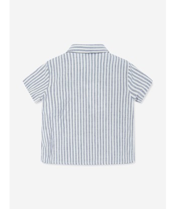 Emporio Armani Baby Boys Linen Striped Shirt in Grey l'achat 