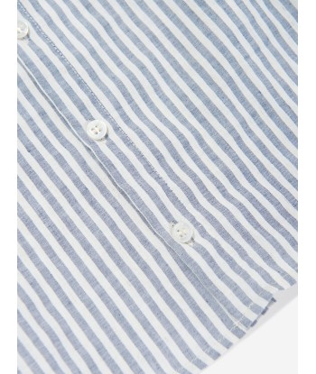 Emporio Armani Baby Boys Linen Striped Shirt in Grey l'achat 