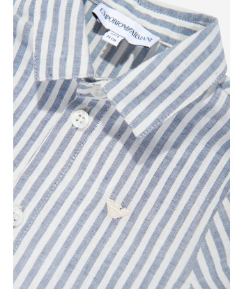 Emporio Armani Baby Boys Linen Striped Shirt in Grey l'achat 