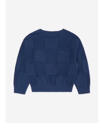 Emporio Armani Baby Boys Knitted Logo Jumper in Navy la chaussure