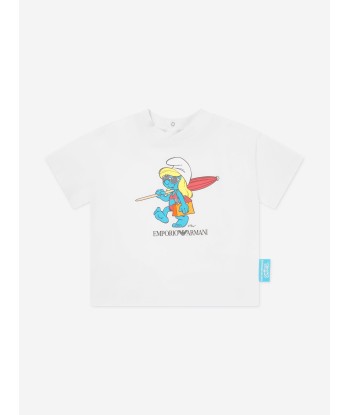 Emporio Armani Baby Girls Smurfette T-Shirt in White Venez acheter