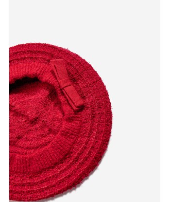 Self Portrait Girls Knitted Beret in Red rembourrage situé sous