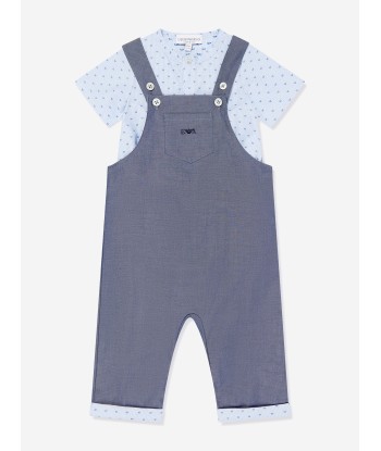 Emporio Armani Baby Boys Dungarees Romper in Blue pour bénéficier 