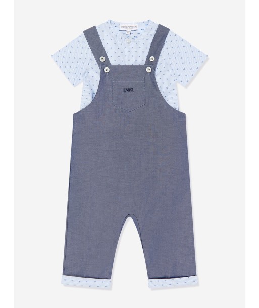 Emporio Armani Baby Boys Dungarees Romper in Blue pour bénéficier 