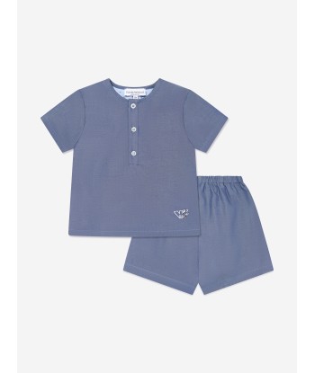 Emporio Armani Baby Boys Chambray Short Set in Blue l'achat 