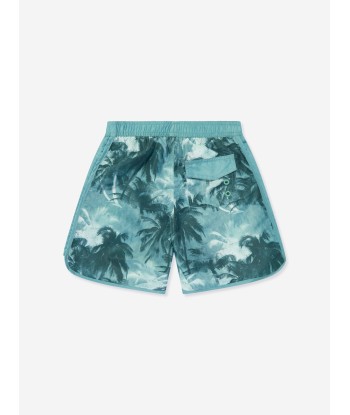 Emporio Armani Boys Palm Leaf Swim Shorts in Green En savoir plus