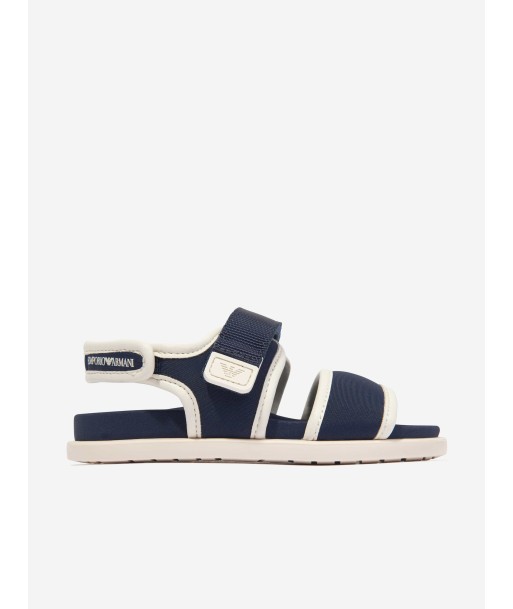 Emporio Armani Kids Logo Sandals in Navy paiement sécurisé