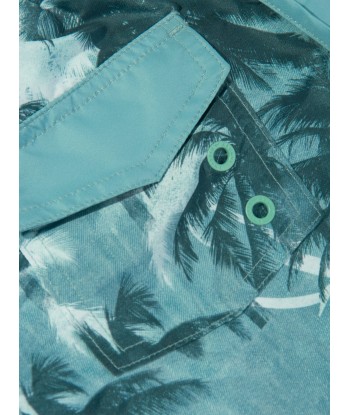 Emporio Armani Boys Palm Leaf Swim Shorts in Green En savoir plus