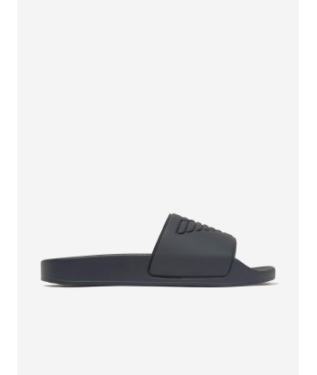 Emporio Armani Boys Logo Sliders in Navy de France