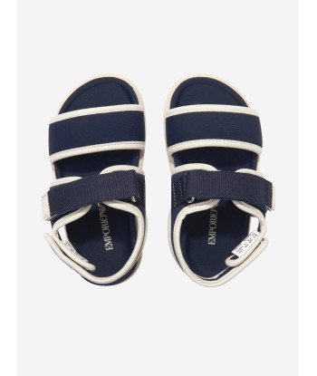 Emporio Armani Kids Logo Sandals in Navy paiement sécurisé