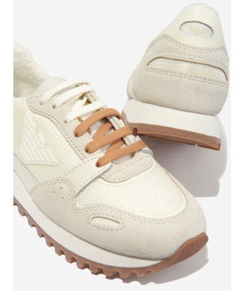 Emporio Armani Boys Logo Trainers in Beige 2023