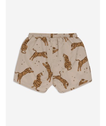 Konges Sløjd Boys Asnou Tiger Swim Shorts in Beige les ctes