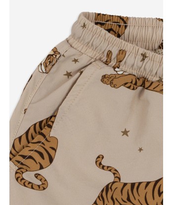 Konges Sløjd Boys Asnou Tiger Swim Shorts in Beige les ctes