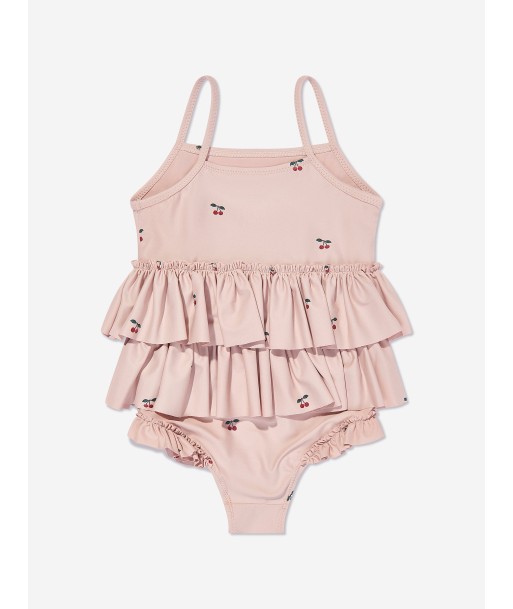 Konges Sløjd Girls Cherry Manuca Frill Swimsuit in Beige destockage