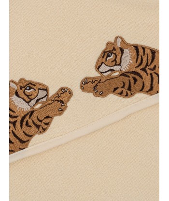 Konges Sløjd Kids Embroidered Tiger Terry Towel in Beige les ligaments