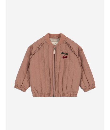 Konges Sløjd Girls Juno Frill Cherry Bomber Jacket in Pink la livraison gratuite